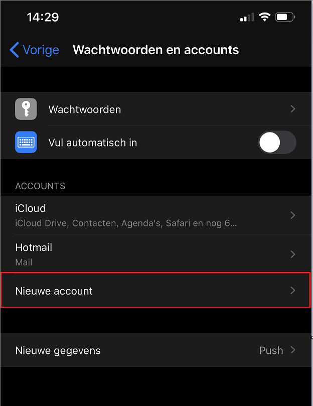 E-mail account toevoegen op een iPhone/iPad.