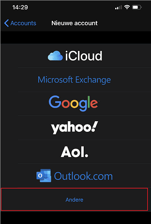 E-mail account toevoegen op een iPhone/iPad.